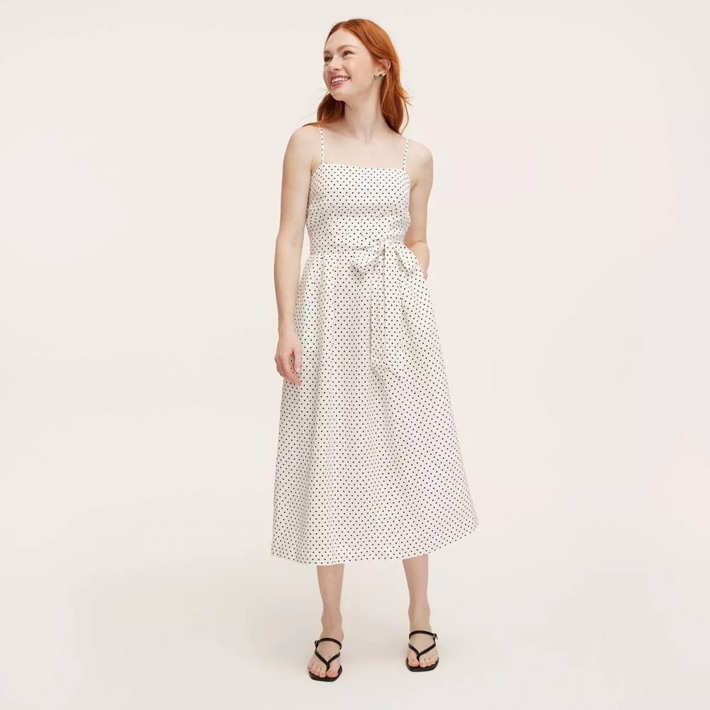 New! Kate Spade x Target Small Mini Polka Dot Tie-Waist Midi Dress S Cream/Black - Picture 1 of 7
